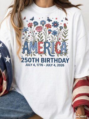 Floral 250th Anniversary Shirt, Wildflower Independence Day Shirt